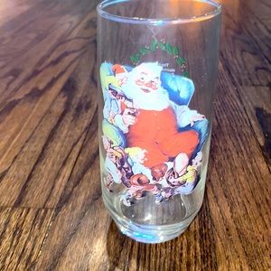 Coca-Cola Santa Glass From 1960- Glasses Red Green Haddon Sundblom Coke Soda